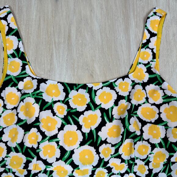NWT DVF X Target Mini Yellow Black Poppy Floral 90's Cottagecore Shift Dress 14 - Picture 5 of 12